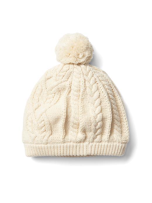 Gap Cable Knit Pom Pom Beanie - French Vanilla