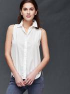 Gap Women Textured Sleeveless Collar Shirt - New Off White