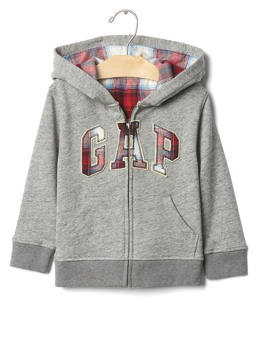 Gap Babygap + Pendleton Plaid Logo Hoodie - Marled Grey Heather