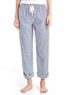 Gap Women Print Roll Tab Sleep Pants - Preppy Stripe Blue