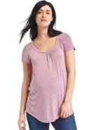 Gap Women Shirred Short Sleeve Scoop Tee - Pink Heather