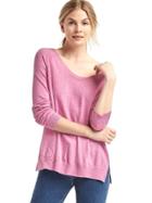 Gap Women Pointelle Long Sleeve Sweater - Pink Heather
