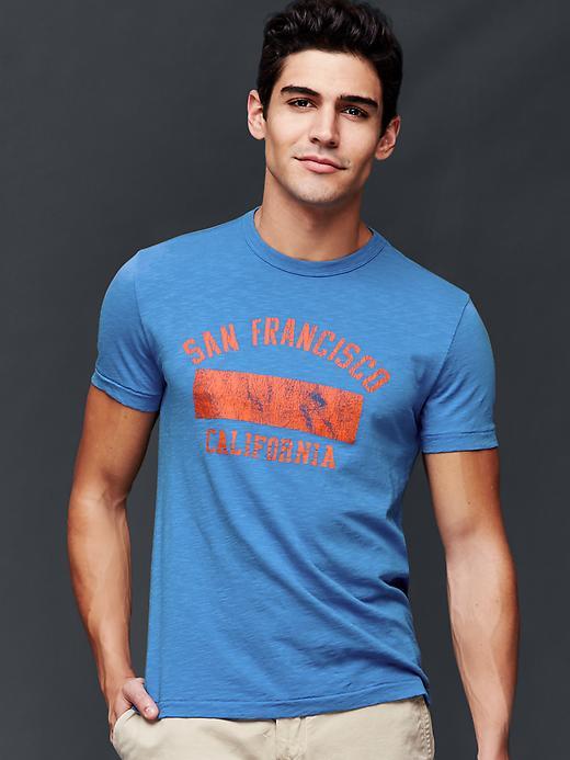 Gap Men San Francisco Graphic Crew T Shirt - Barclay Blue