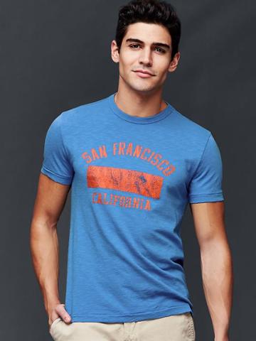 Gap Men San Francisco Graphic Crew T Shirt - Barclay Blue