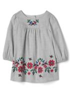 Gap Poppy Embroidery Shirred Dress - Gray