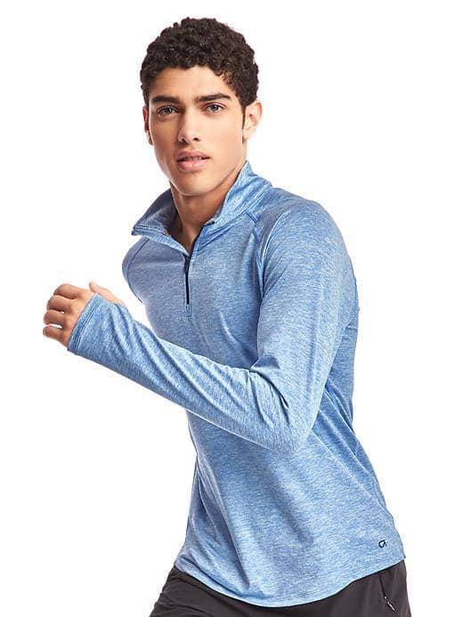 Gap Men Brushed Tech Jersey Half Zip Pullover - Blue Heather