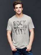 Gap Men Motor City Rock City Graphic T Shirt - Heather Grey