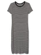 Gap Women Rib Knit T Shirt Dress - Black & White Stripe