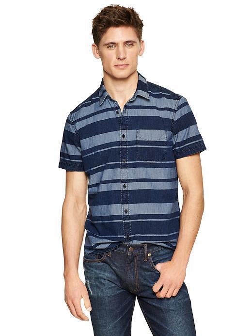 Gap Striped Worker Shirt - Blue Stripe