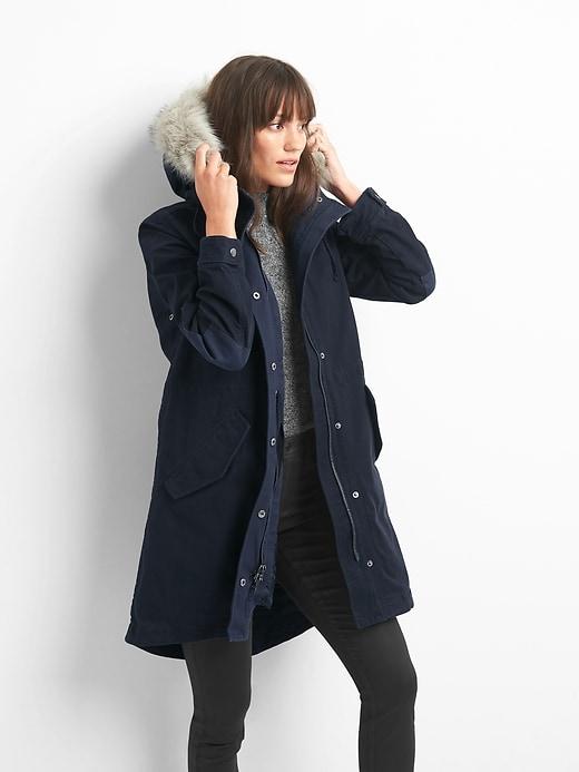 Gap Women 2 In 1 Quilted Parka - Dark Night