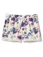 Gap Women Lodge Flannel Lace Trim Shorts - Blooms Berry