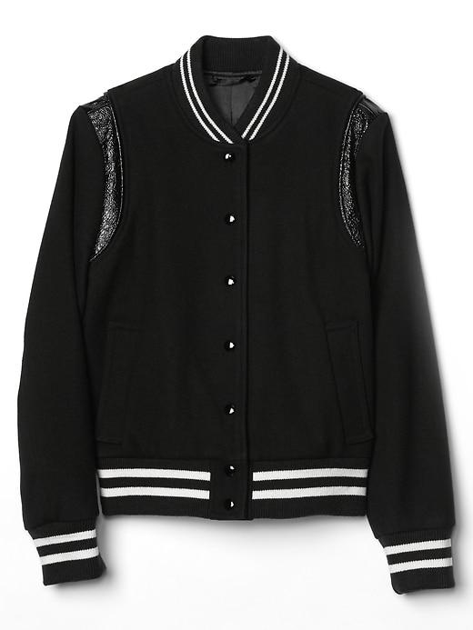 Gap Women Melton Wool Bomber Jacket - Black