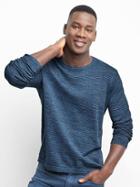 Gap Men Stripe Cotton Linen Crew Pullover - Navy