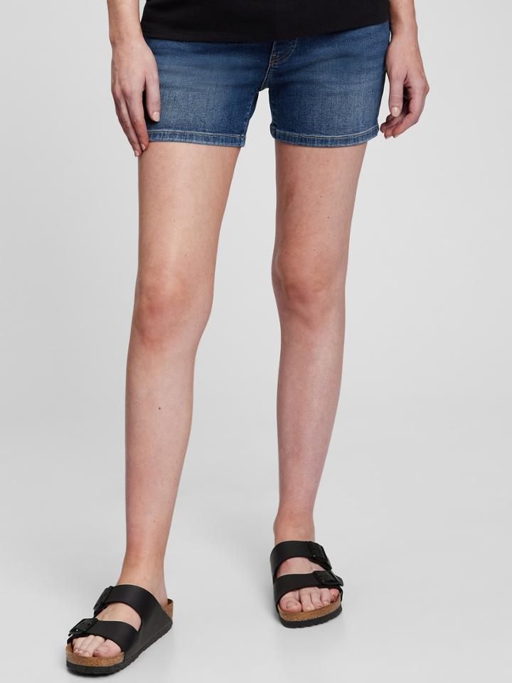 4 Maternity Full Panel Denim Shorts With Washwell