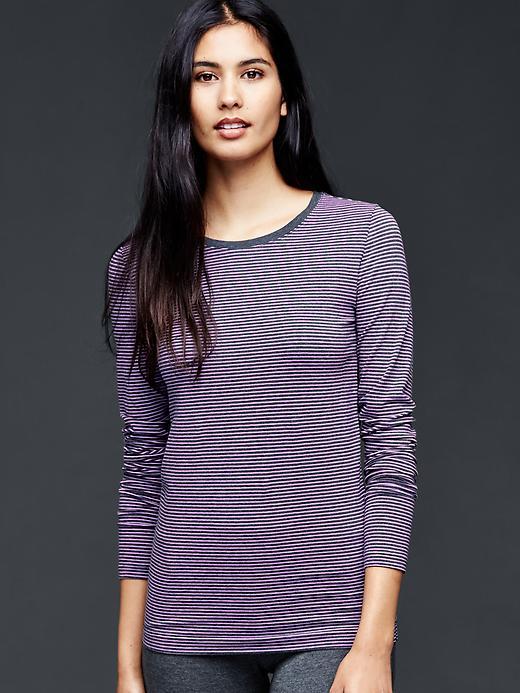 Gap Women Pure Body Smooth Cotton Tee - Purple Stripe