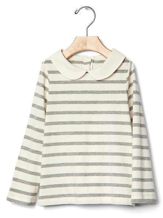 Gap Contrast Collar Stripe Tee - Light Heather Gray