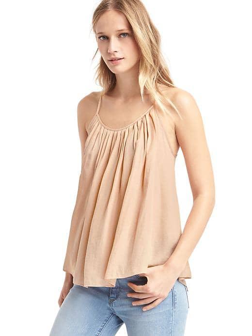 Gap Women Pleat Scoop Neck Tank - Wispy Pink