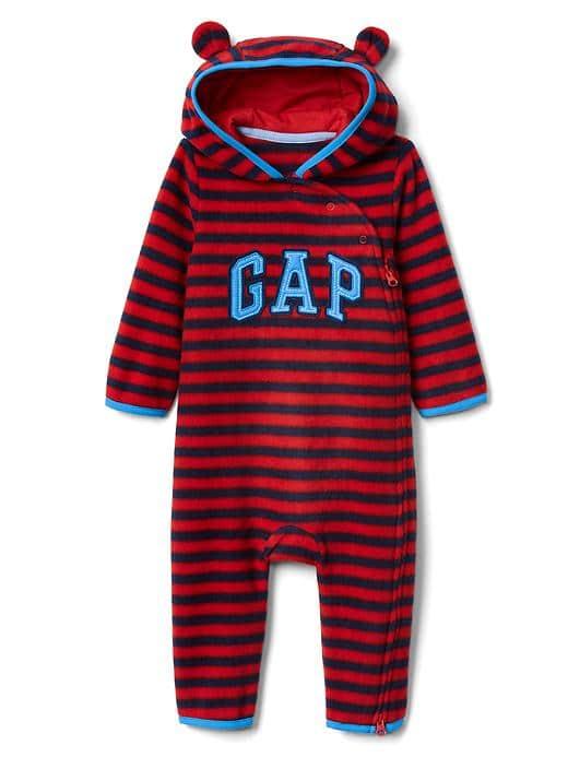 Gap Logo Stripe Bear Zip One Piece - Modern Red