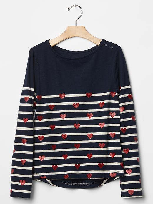 Gap Heart & Stripes Boatneck Tee - Blue Galaxy