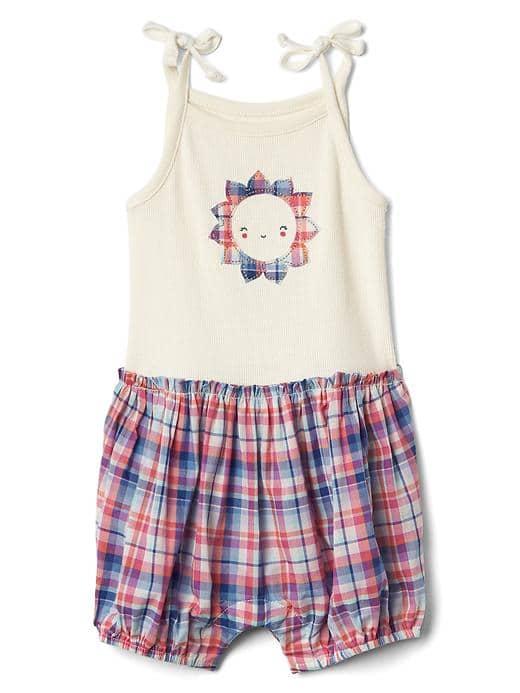 Gap Double Layer Shorty One Piece - Blue Multi Plaid