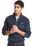 Gap Men Soft Textured Half Zip Sweater - Navy
