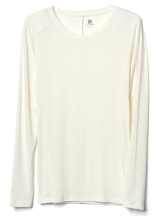 Gap Women Maximum Heat Long Sleeve Crew Tee - Ivory Frost
