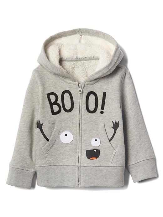 Gap Halloween Boo Zip Hoodie - Light Heather Gray