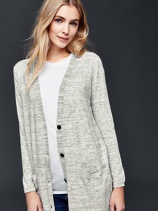 Gap Women Spacedye Long Cardigan - Space Dye Grey