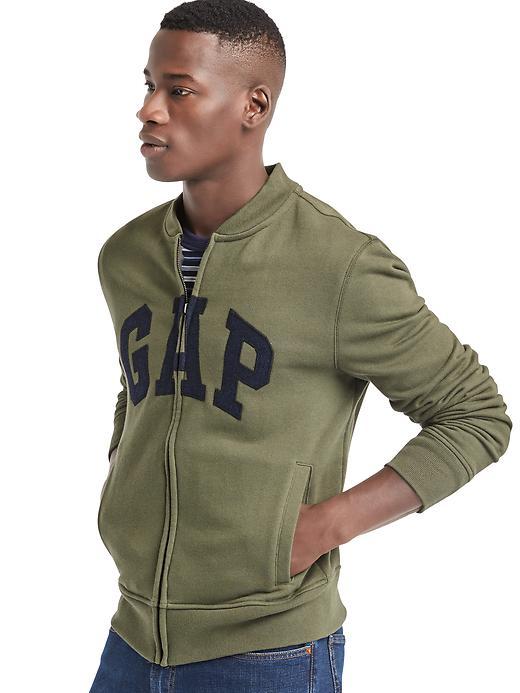 Gap Men Herringbone Logo Zip Sweatshirt - Black Moss