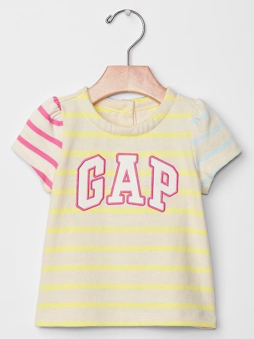 Gap Logo Mix Stripe Tee - Ivory Frost