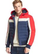 Gap Men Coldcontrol Max Colorblock Hooded Puffer - Tapestry Navy