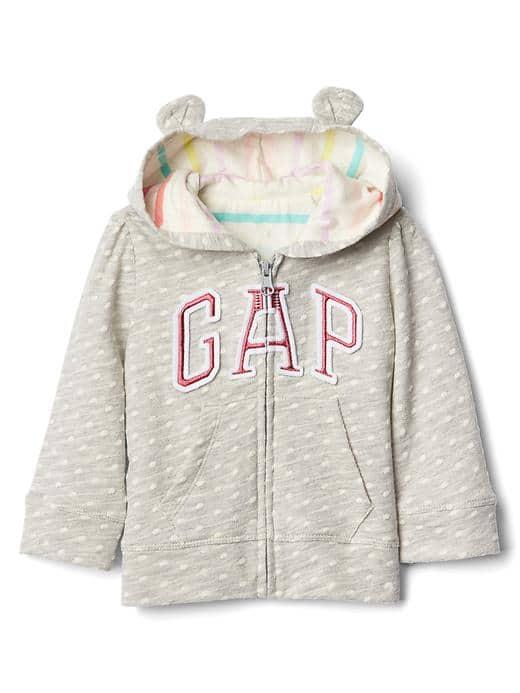 Gap Dotty Logo Bear Zip Hoodie - Gray