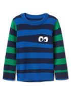 Gap Monster Stripe Crew Sweater - Blue Streak
