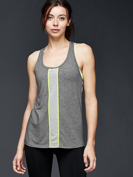 Gap Women Gapfit Breathe Mix Mesh Tank - Heather Grey