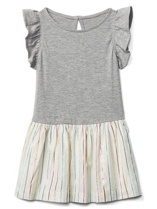 Gap Double Layer Flutter Keyhole Dress - Metallic Stripe Pink