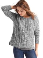 Gap Women Marled Chunky Crewneck Sweater - Grey Marl
