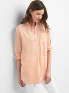 Gap Women Tencel Satin Popover Shirt - Murmur Pink