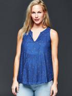 Gap Mini Heart Split Neck Tunic - Blue Heart