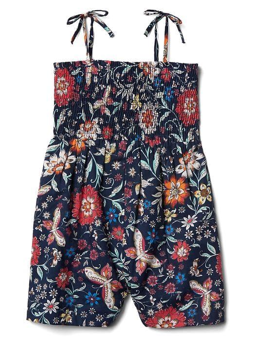 Gap Floral Smock Romper - Navy Print