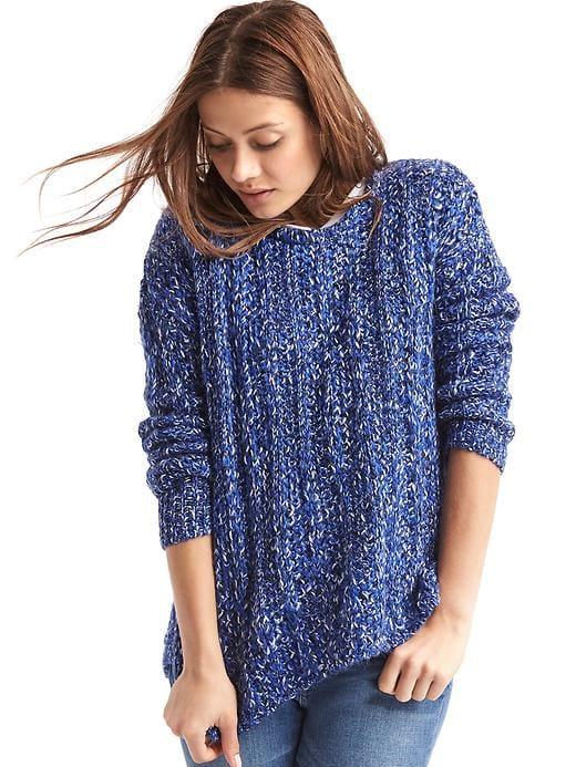 Gap Women Marled Chunky Crewneck Sweater - Navy Marl