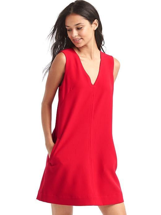 Gap Women V Neck Shift Dress - Red Sunset