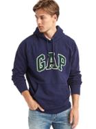 Gap Men Textured Logo Pullover Hoodie - Dark Night
