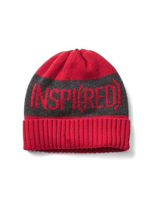 Gap Men X Red Merino Wool Blend Intarsia Beanie - Red