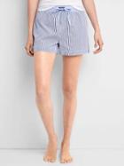 Gap Women Poplin Print Sleep Shorts - Summer Blue Stripe
