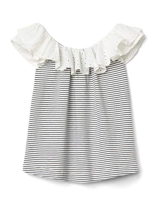 Gap Eyelet Flutter Tee - Blue Stripe