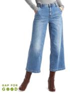 Gap Women Washwell High Rise Wide Leg Crop Jeans - Medium Indigo