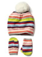 Gap Bright Stripes Hat & Mittens Set - Multi Stripe