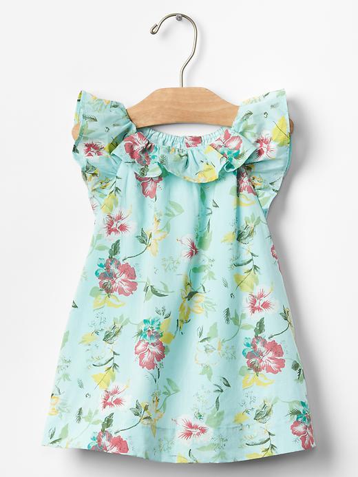 Gap Floral Ruffle Neck Flutter Dress - Blue Tint