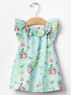 Gap Floral Ruffle Neck Flutter Dress - Blue Tint