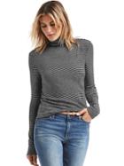 Gap Ribbed Stripe Long Sleeve Turtleneck - Black Stripe